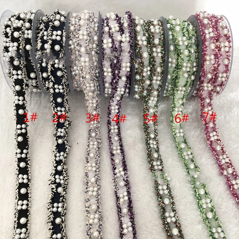 Wholesale Handmade Textile Suppliers Women Accessories Beaded Fabric Woven Fabric Bead Lace