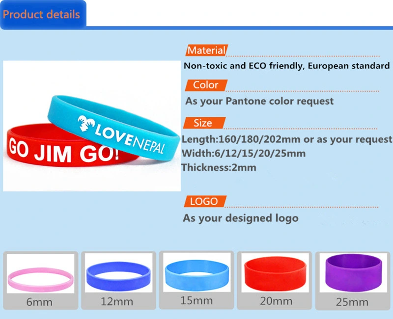 Event Eco-Friendly Economical Debossed Color Infilled Rainbow Color Silicone Bracelet