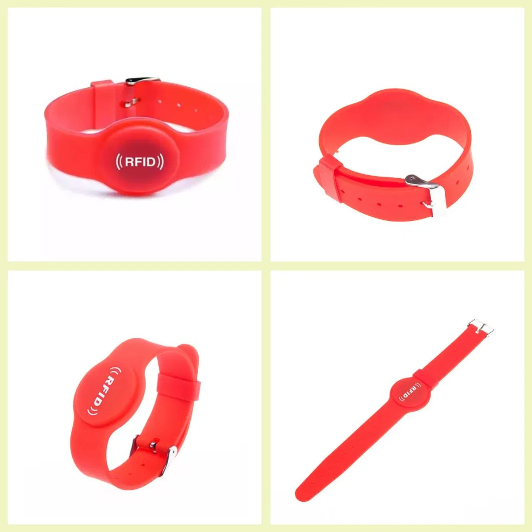 Adjustable Oval Head Watch Buckle Passive RFID Silicone Wrist Band / Bracelet 13.56MHz RFID Read and Write 125kHz Read Only