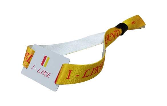 RFID NFC Dye Sublimation Woven Satin Fabric Cloth Polyester Elastic Event Wristband