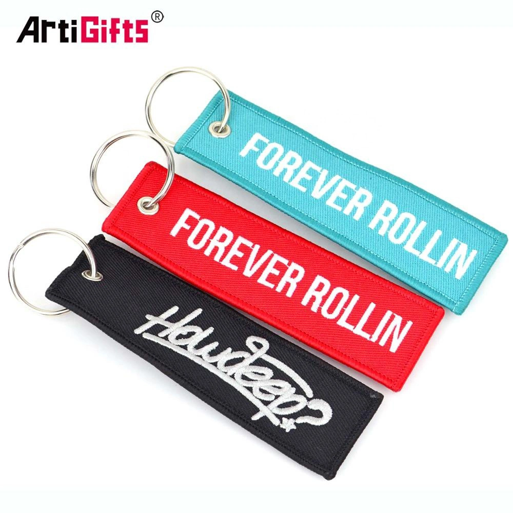 Custom Cheap Promotion Felt Fabric Embroidered Keychain