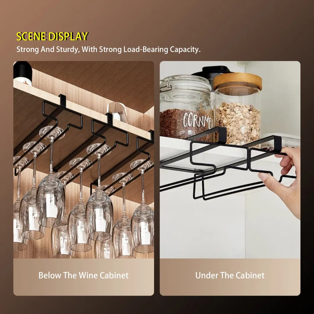 Factory Wholesale Bar Household Accessories Stemware Holder Metal Wine Glass Hanging Rack Wine Cup Holder