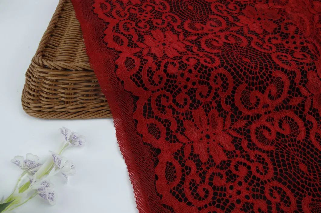 Red Spider Web Pattern Hot Sale Lace Fabric Wholesale