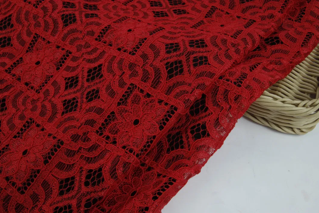 Lace Fabric Wholesale Custom Color Red Clothing Fabric