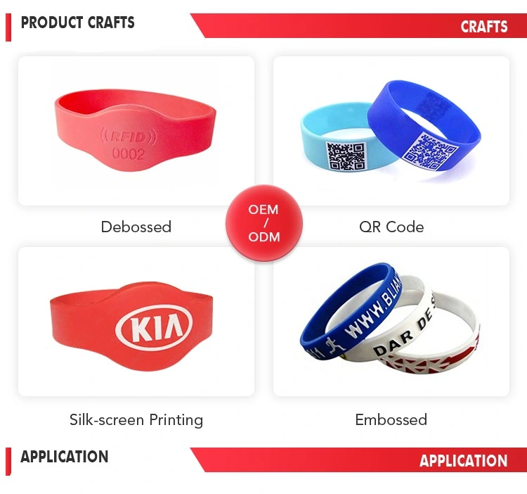 Adjustable Oval Head Watch Buckle Passive RFID Silicone Wrist Band / Bracelet 13.56MHz RFID Read and Write 125kHz Read Only