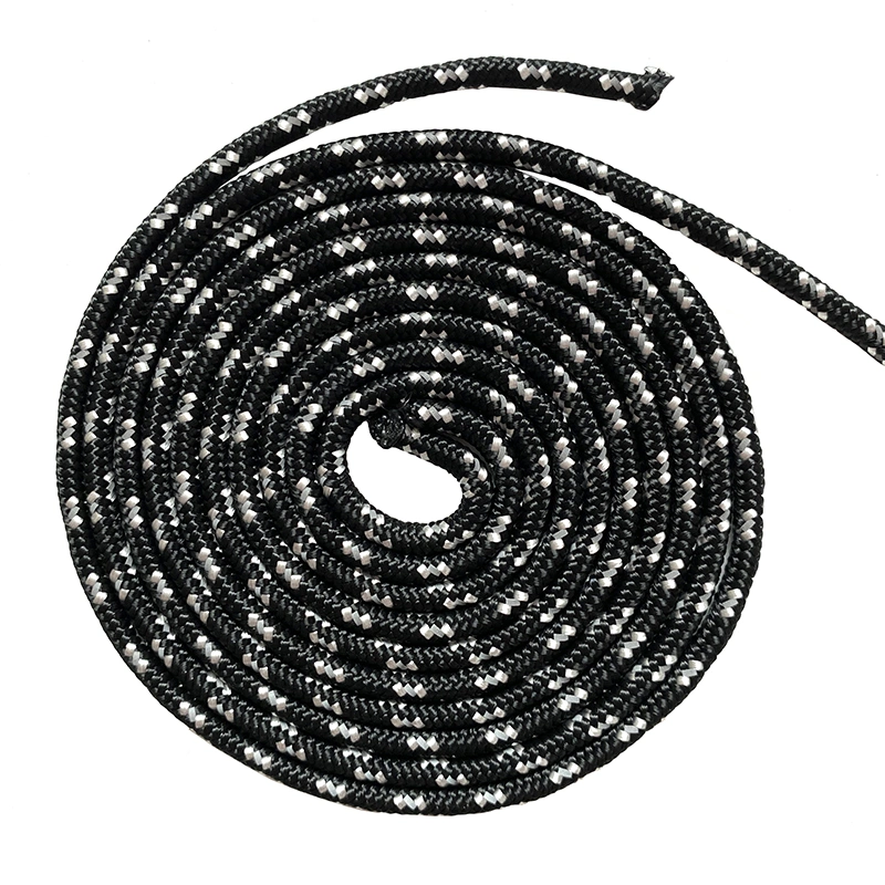 Custom Nylon Braided Cord White Black 4mm 6mm 8 mm Round Polypropylene Reflective Shiny Cord for Garment Shoes