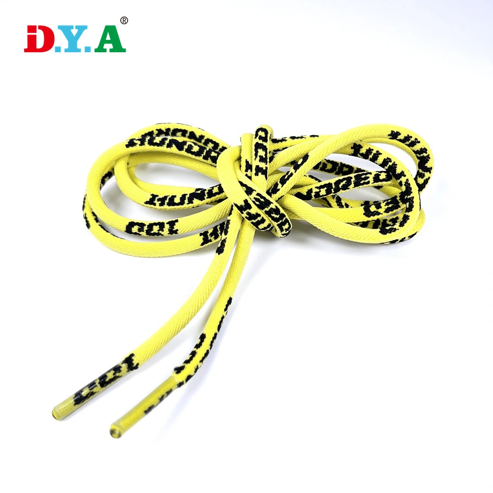 5mm Polyester Round Jacquard Shoelace Hoodie Drawstring Cord with Plastic Tips