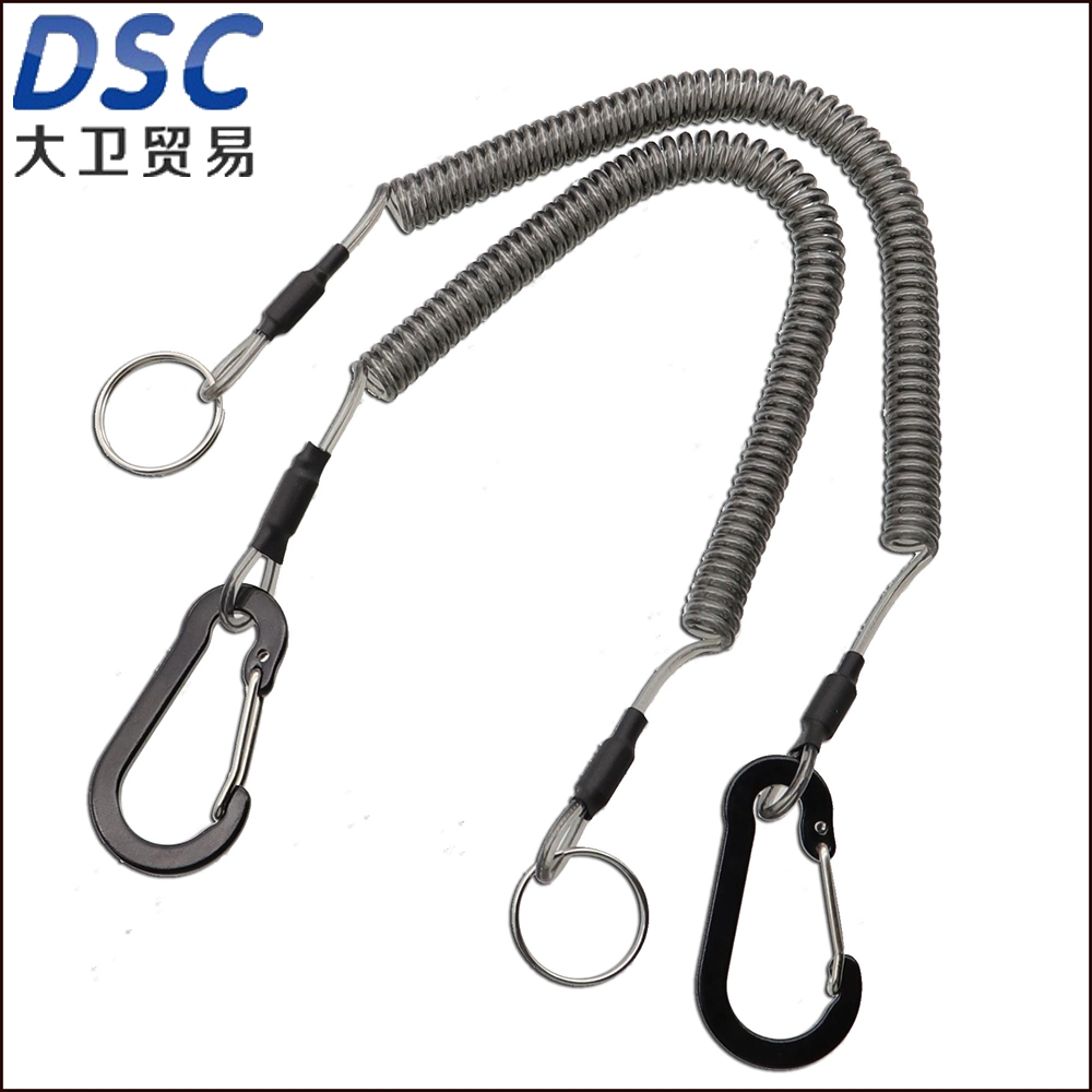 Fishing Lanyards Rope Retractable Safety Spring Coiled Ropes Keychain Accessories