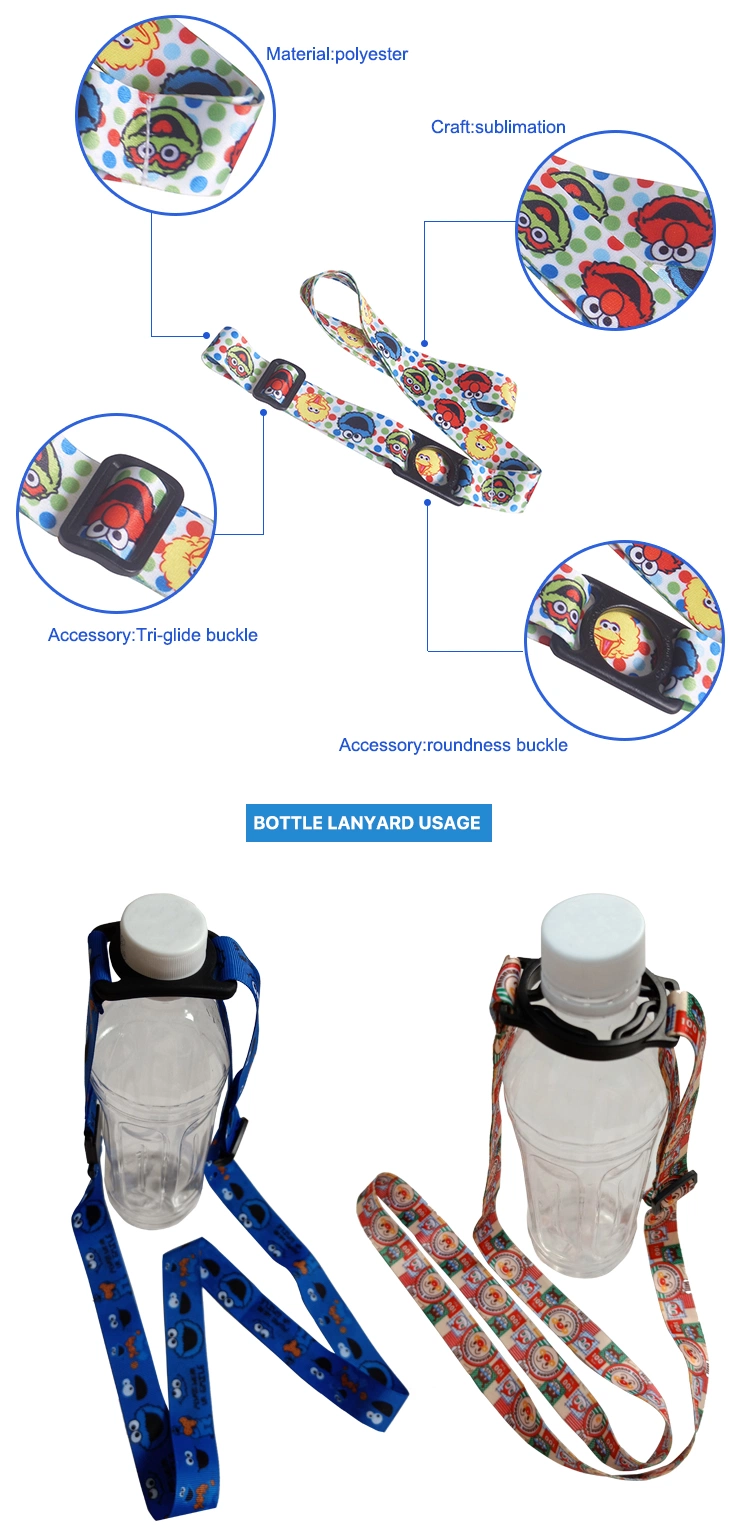 New Design Sublimation Adjustable Cute Water Bottle Holder Neck Lanyard