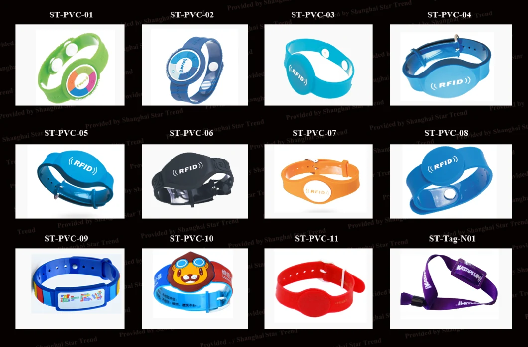 13.56MHz NFC RFID Bracelet Made of Silicone/PVC/Fabric for Tracing