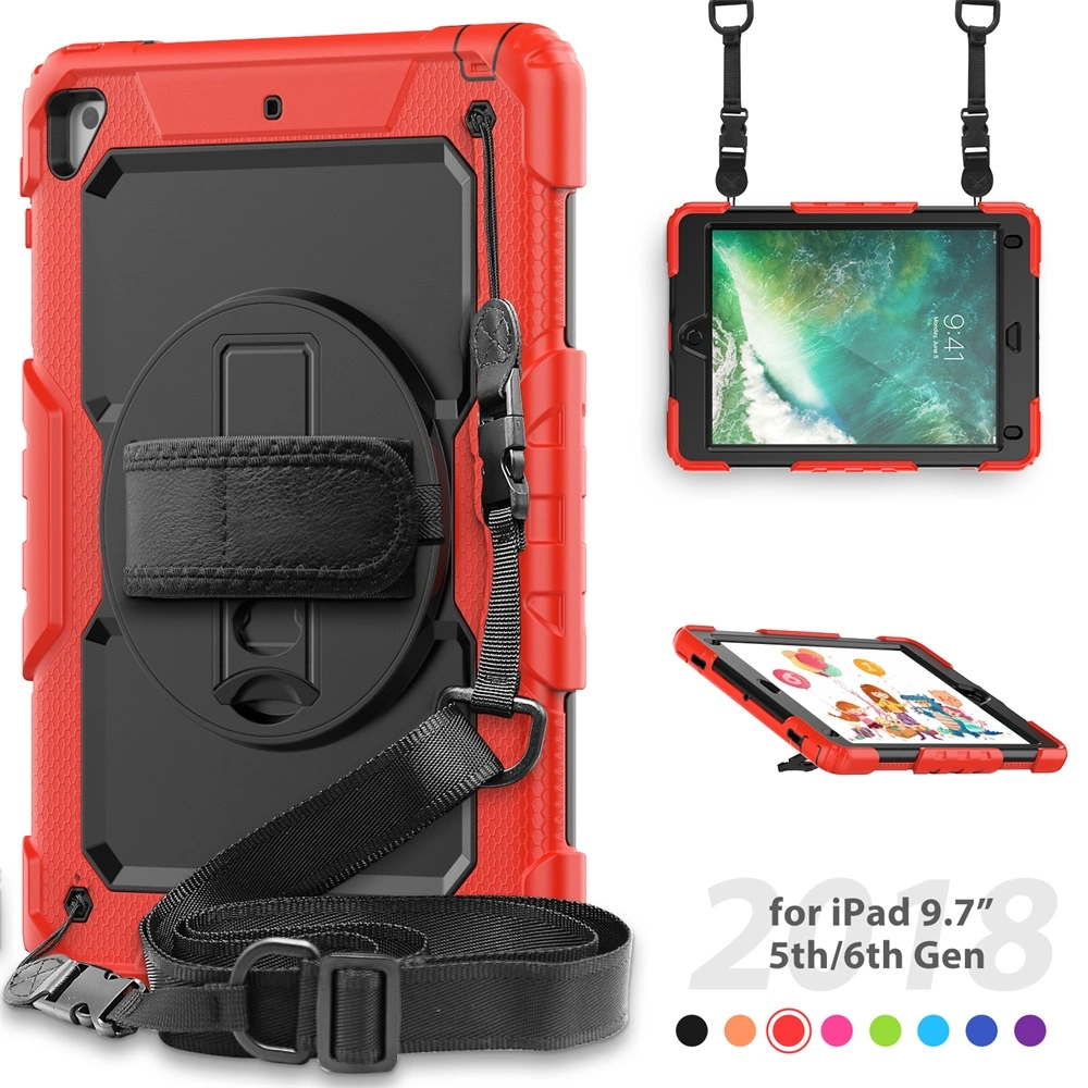 Drop Protection Silicone Case for iPad 9.7 2018 with Shoulder Strap in Stock