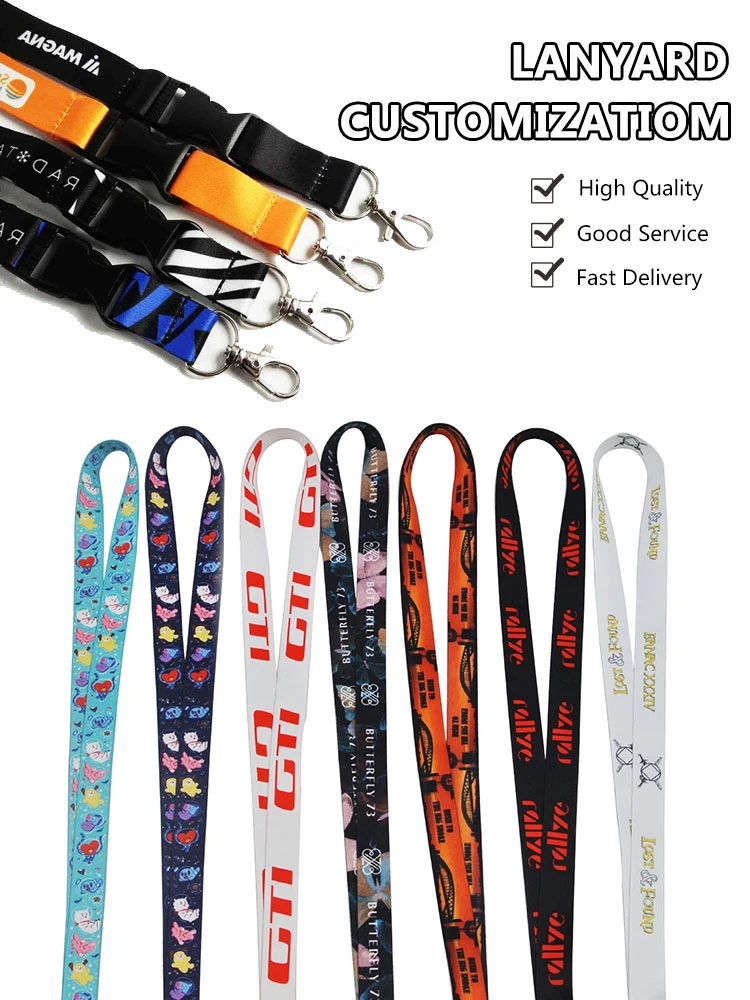 OEM Cheap Custom Printing Cute Girl Kpop Neck Long Name Nice Soft Lanyards for Sale