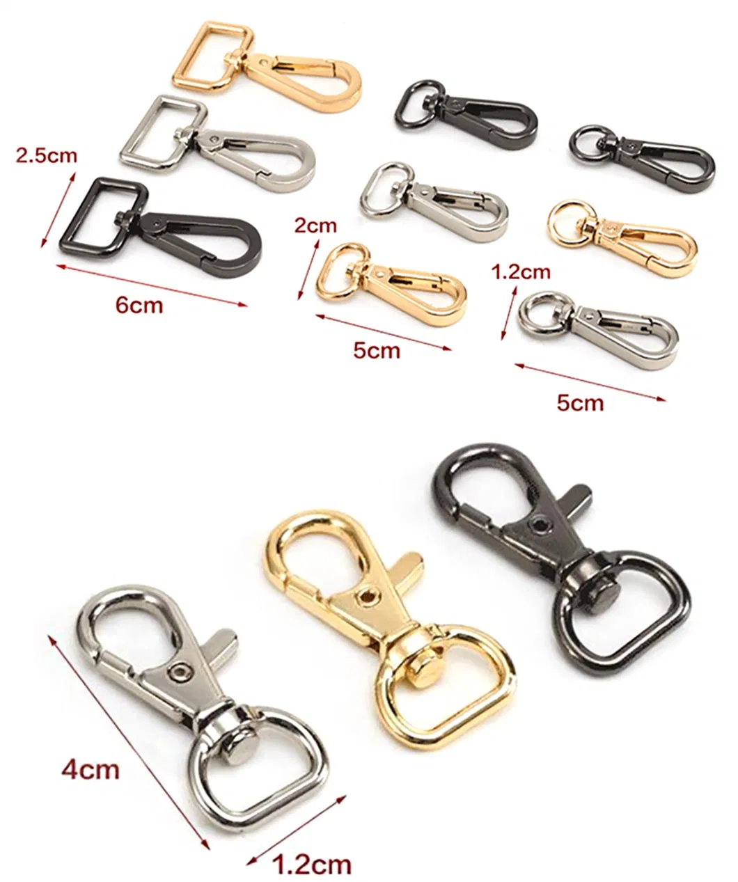 Custom Wholesale Handbag Accessory Lobster Swivel Clasp Lanyard Hook Metal Trigger Swivel Snap Hooks Black Color for Bag Strap