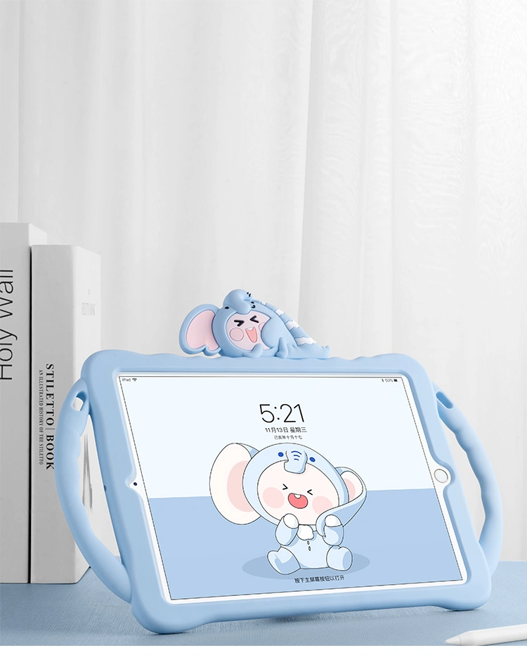 Cute Cartoon Kids Shockprooof Case for iPad 10.2 10.9 PRO 11 Silicone Elephant Case Cover with Handle