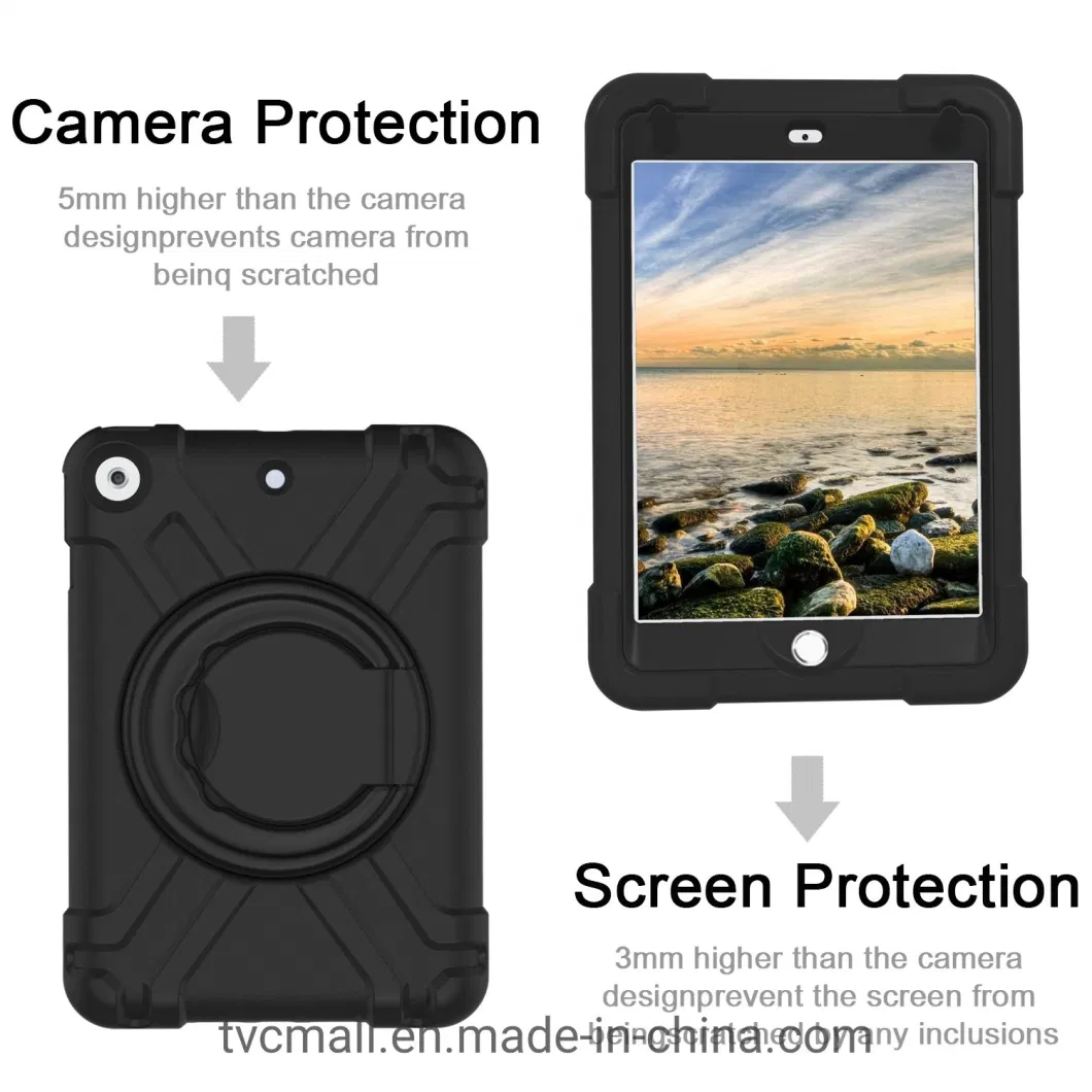 360 Degree Swivel PC + Silicone Case with Handle Kickstand for iPad 10.2 (2021) / (2020) / (2019) Tablet Case