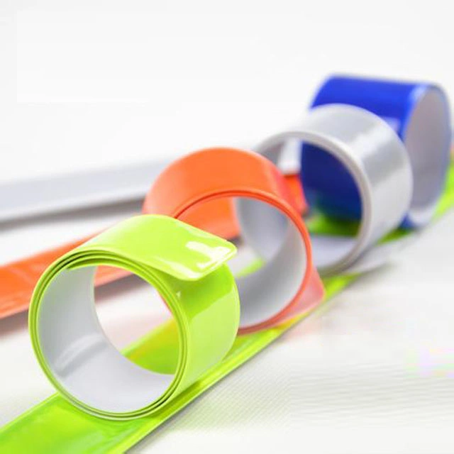 Customized Reflective Safety PVC Snap Wristbands, Promotional Gift Slap Bracelets for Kids