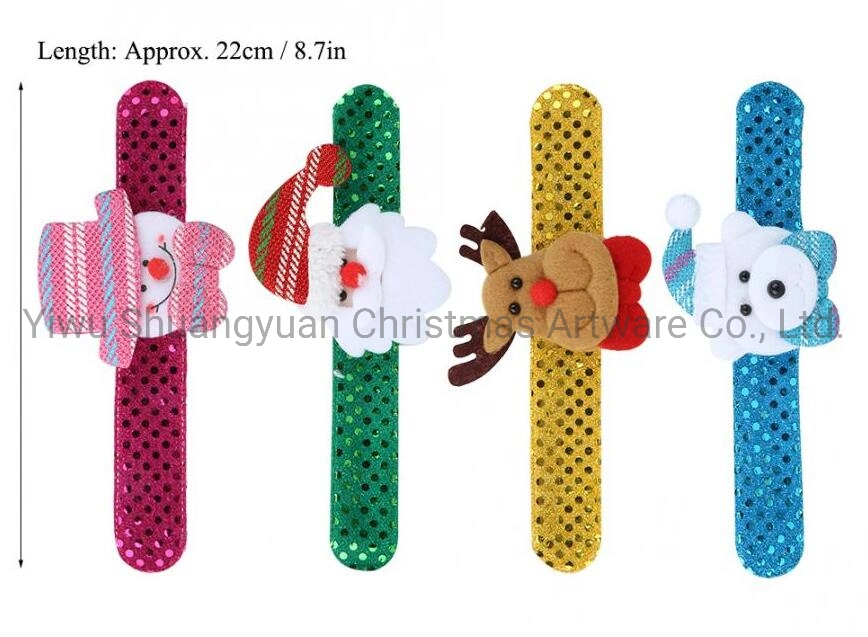 21.5*8cm Flannel Christmas Slap Band Wristband Bracelet for Christmas Xmas Slapband