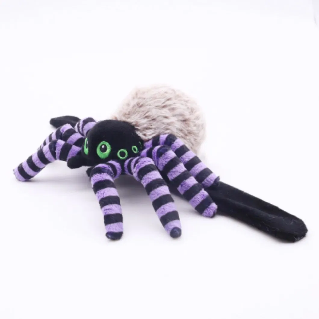 Custom Kids Plush Toy Slap Bands 10.5 (L) X 29cm (W) Soft Stuffed Purple Spider Embroidery Compound Eyes Wrist Band Halloween Animal Spider Bracelet Snapbands