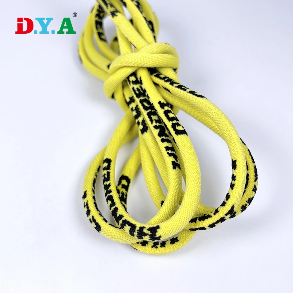 5mm Polyester Round Jacquard Shoelace Hoodie Drawstring Cord with Plastic Tips