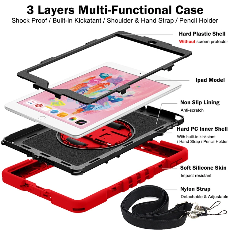 Heavy Duty Rugged Shockproof 360 Rotating Kickstand Silicone Tablet Case for iPad Mini 4 Mini 5 7.9 Inch