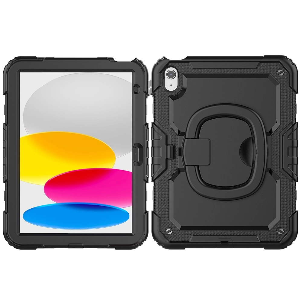 Heavy Duty Rugged Silicone Case for iPad 10th Generation10.9&prime;&prime; in 2022 with Portable Straps-All Black