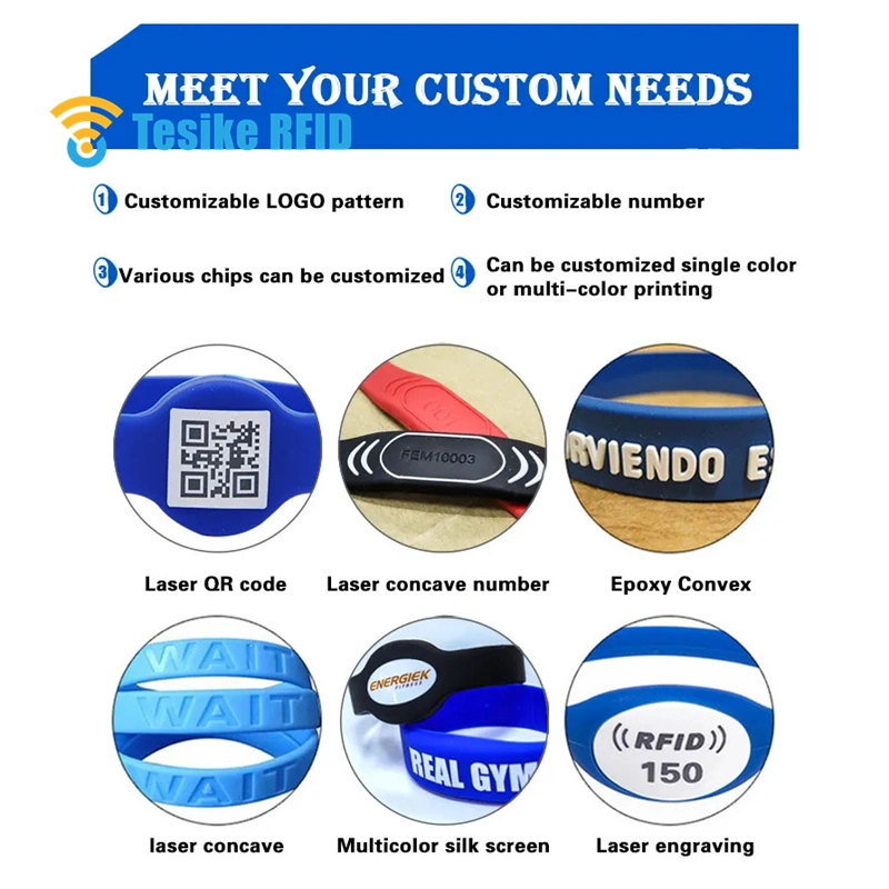 125kHz Tk4100 Chip RFID Silicone Wristband Bracelet with Logo Printing