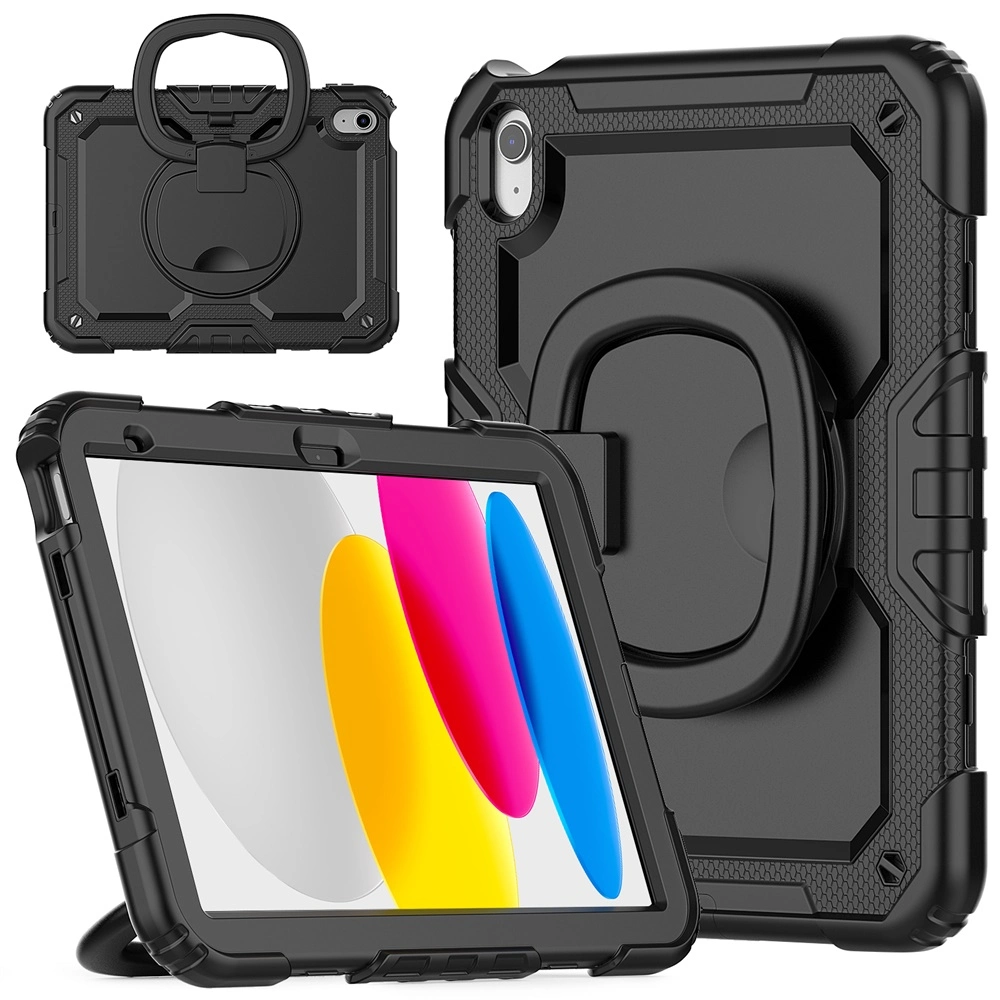 Heavy Duty Rugged Silicone Case for iPad 10th Generation10.9&prime;&prime; in 2022 with Portable Straps-All Black