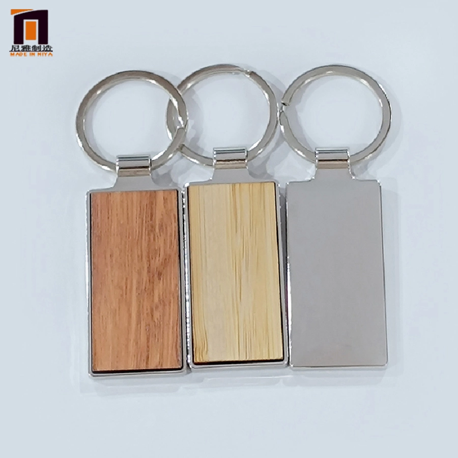 Custom Print Laser Logo Wood Leather Circle Funny Keychain Blank Round Heart Square Shape Wood Wooden Keychain with Box Packing