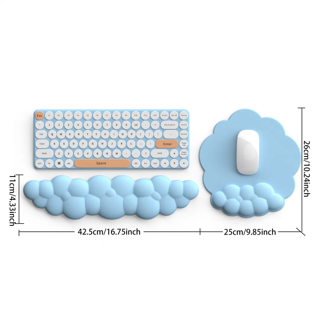 Cloud Blue Gaming Mouse Pad Wrist Res with Gel Memory Foam