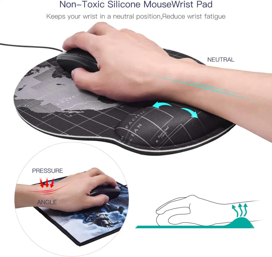 Ergonomic Non-Slip Rubber Base Memory Foam Comfortable Hand Waistband Rubber Mouse Pad