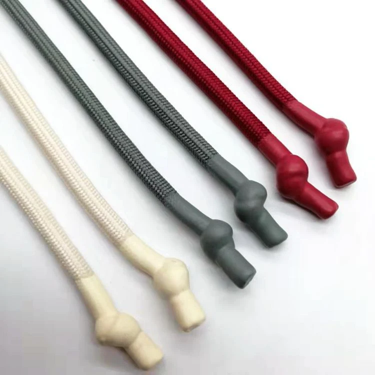 Hoodie Cord with Coated Silicone Dipping Heat Shrink Tube End Round Polyester String Drawcord Braid Drawstring for Hoodies or Pants