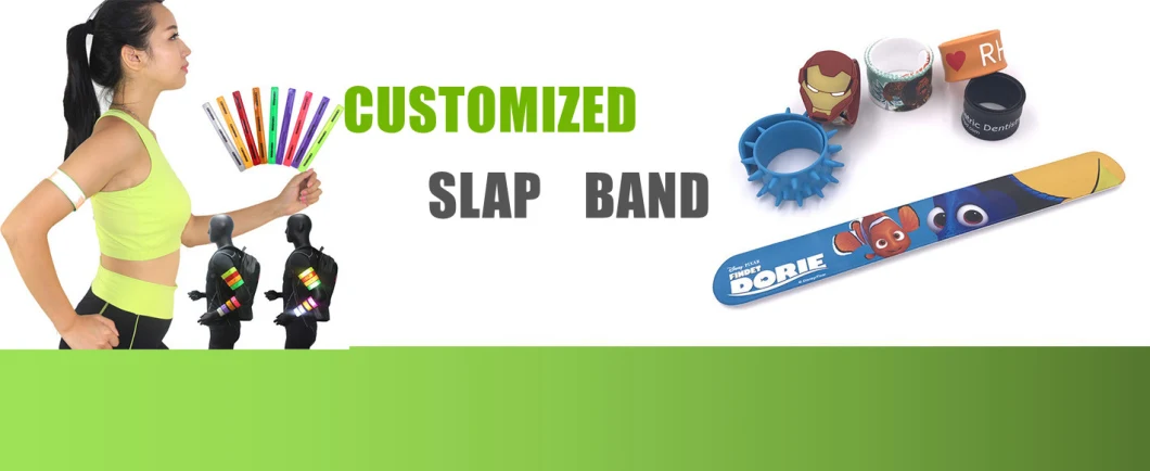 Bulk Custom PVC Reflective Slap Bracelets Wrist Bands for Promotional Gifts