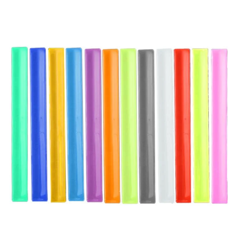 Fashion Gifts Promotion Reflective PVC Slap Bands Colorful Snap Bracelets for Kids