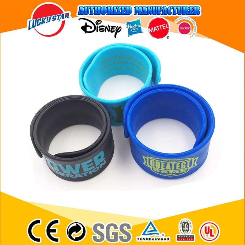 Promotional Gift Colorful Rubber Snap Wristband Custom Logo Wrist Band Silicone Slap Bracelet