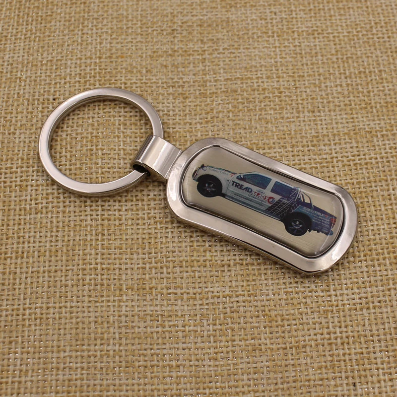 Custom Cheapest Keychain Promotional Metal Key Tag Nickel Plated Key Ring Blank Zinc Alloy Key Chain with Brand Epoxy Logo