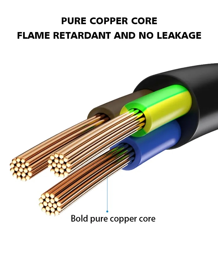 Copper PVC Material EU Electric Plug Power Cord for Home Application