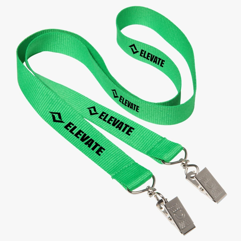 Printed Polyester Lanyards with Double Bulldog Clips