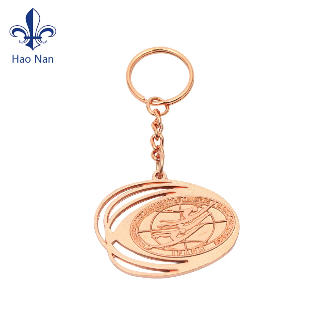 Customized Promotion 3D Soft Hard Enamel Gold Plated Zinc Alloy Metal Keychain