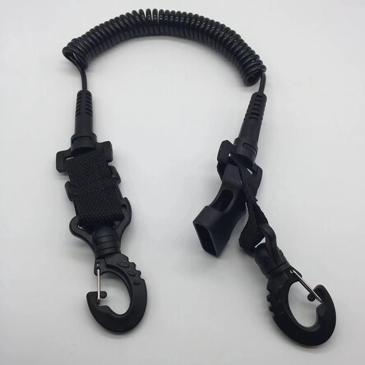 Ocean Waters Quick Release PVC Coiled Lanyard with Double Hook for Surfing