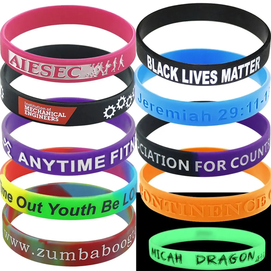 Custom Silicone Bracelets Personalized Rubber Wristbands with Message or Logo