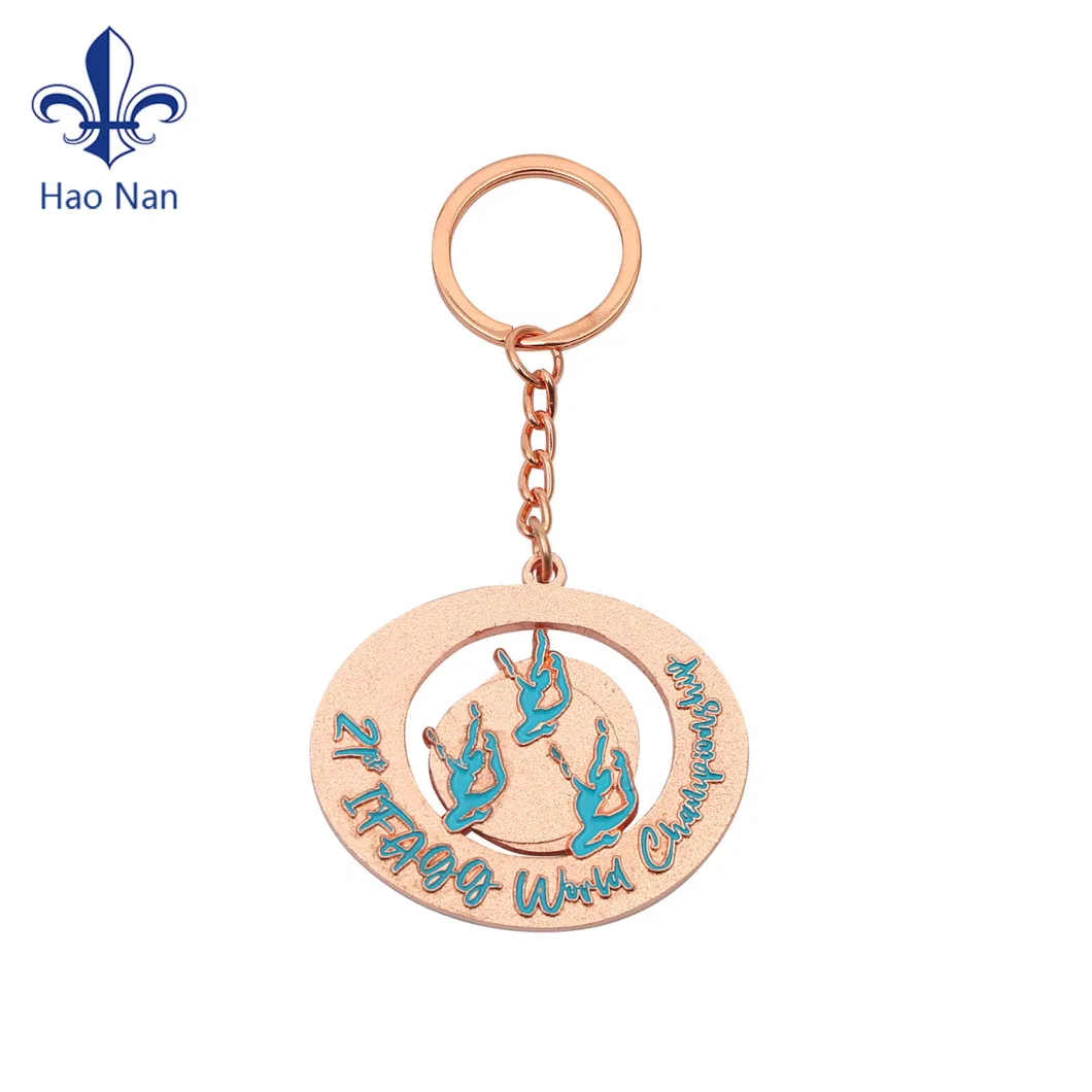 Customized Promotion 3D Soft Hard Enamel Gold Plated Zinc Alloy Metal Keychain