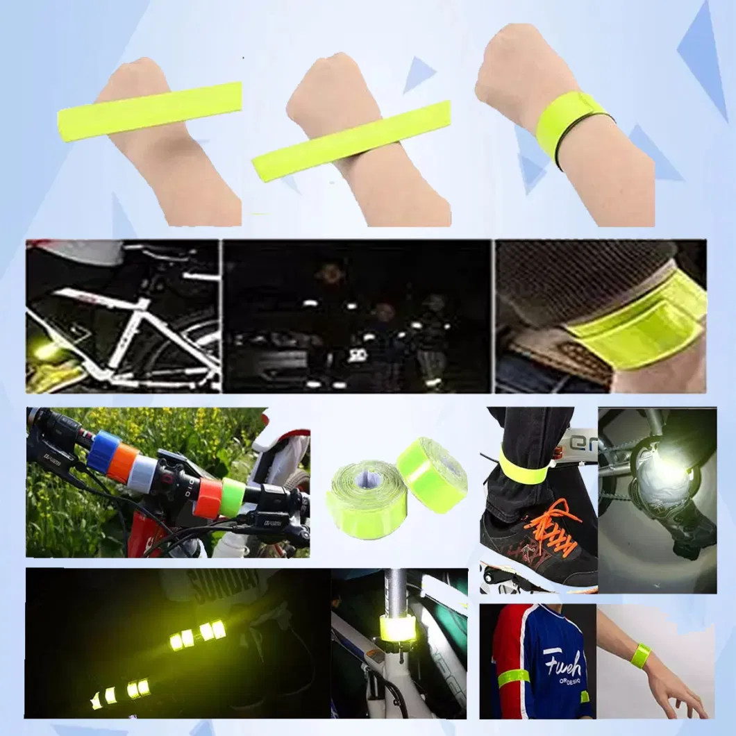 Promotion Gift PVC Reflective Roadway Safety Custom Slap Bracelets Reflector Snap Wraps