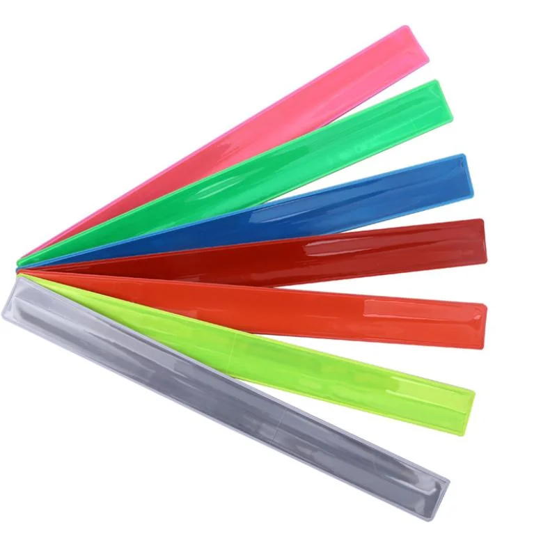 Fashion Gifts Promotion Reflective PVC Slap Bands Colorful Snap Bracelets for Kids