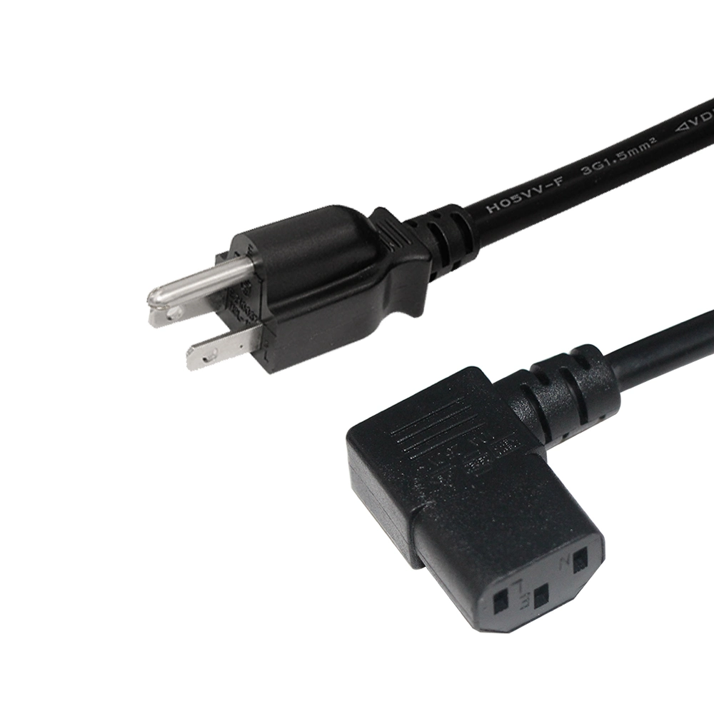 UL/cUL 110V PVC Material 3 Pin Prong IEC C13 USA Plug Female AC Power Cord