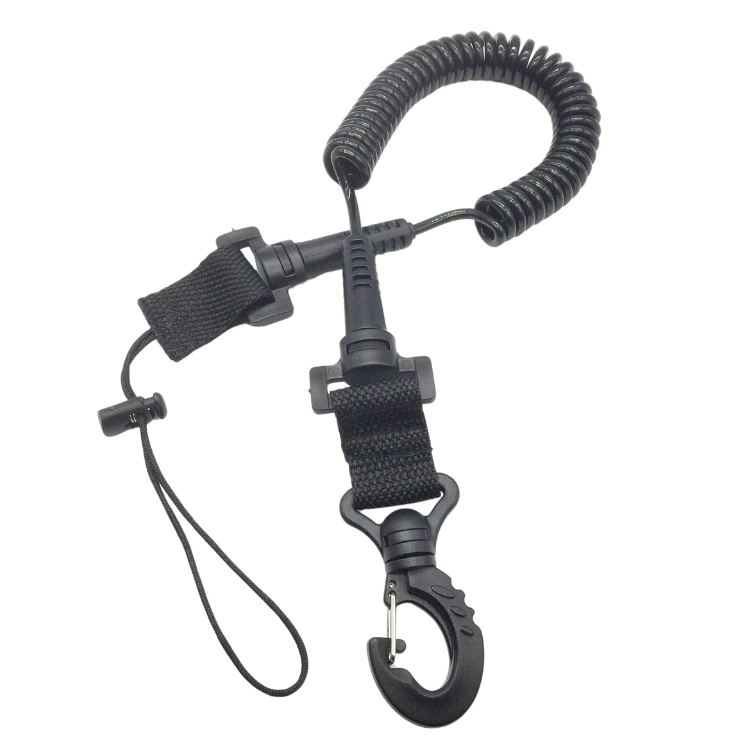 Ocean Waters Quick Release PVC Coiled Lanyard with Double Hook for Surfing