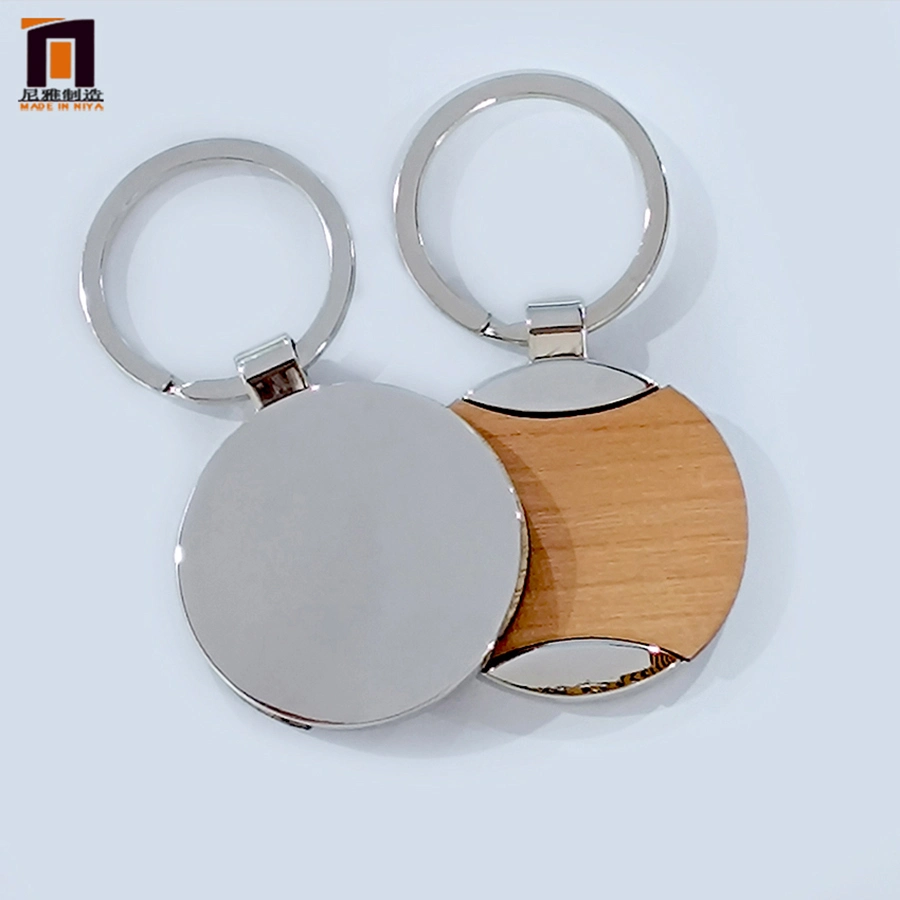 Custom Print Laser Logo Wood Leather Circle Funny Keychain Blank Round Heart Square Shape Wood Wooden Keychain with Box Packing