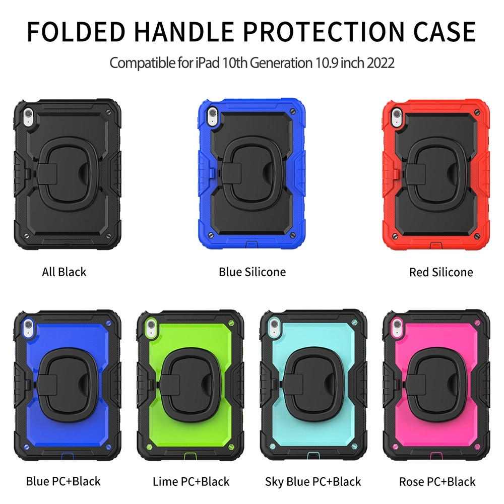 Heavy Duty Rugged Silicone Case for iPad 10th Generation10.9&prime;&prime; in 2022 with Portable Straps-All Black