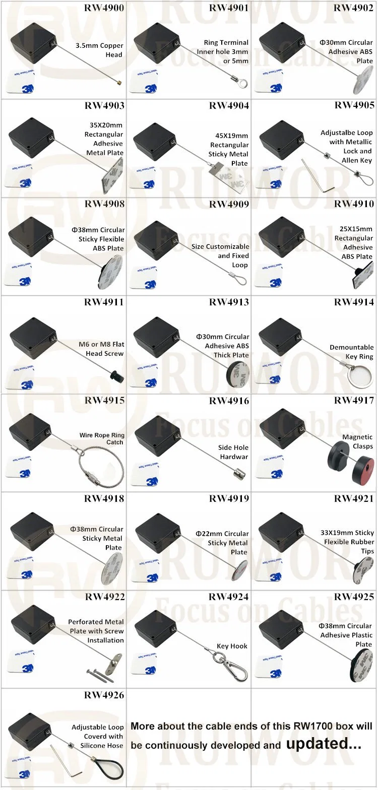 Customized Square Etractable Security Tether with Pause Function and Key Hook