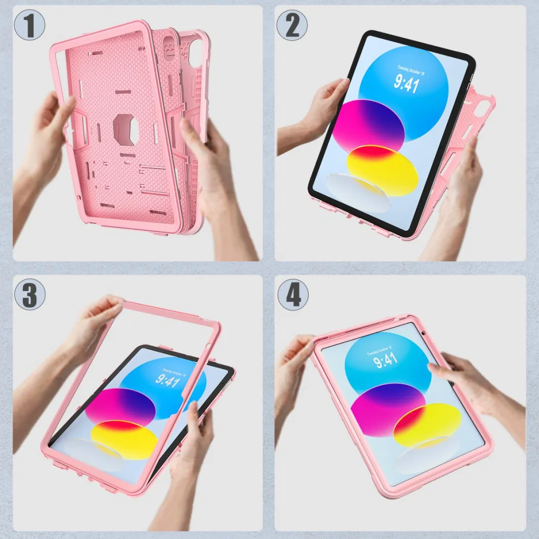 3 Layers Hard Plastic Soft Silicone Protecton Tablet Cover Case for iPad 10