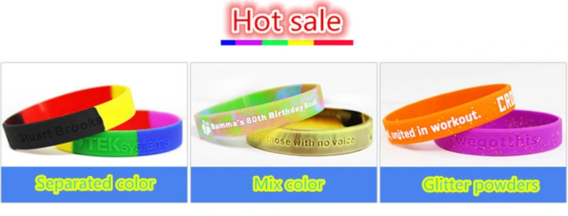 Event Eco-Friendly Economical Debossed Color Infilled Rainbow Color Silicone Bracelet